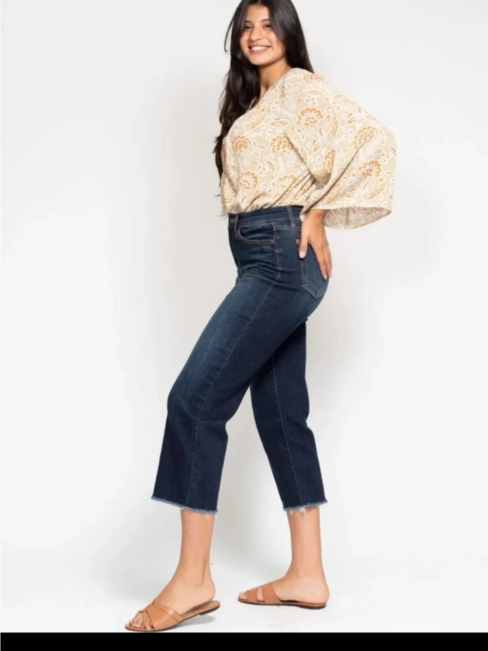 Judy Blue High Waist Wide Leg Crop Denim Jeans 82517 size 9/29 - Picture 6 of 12